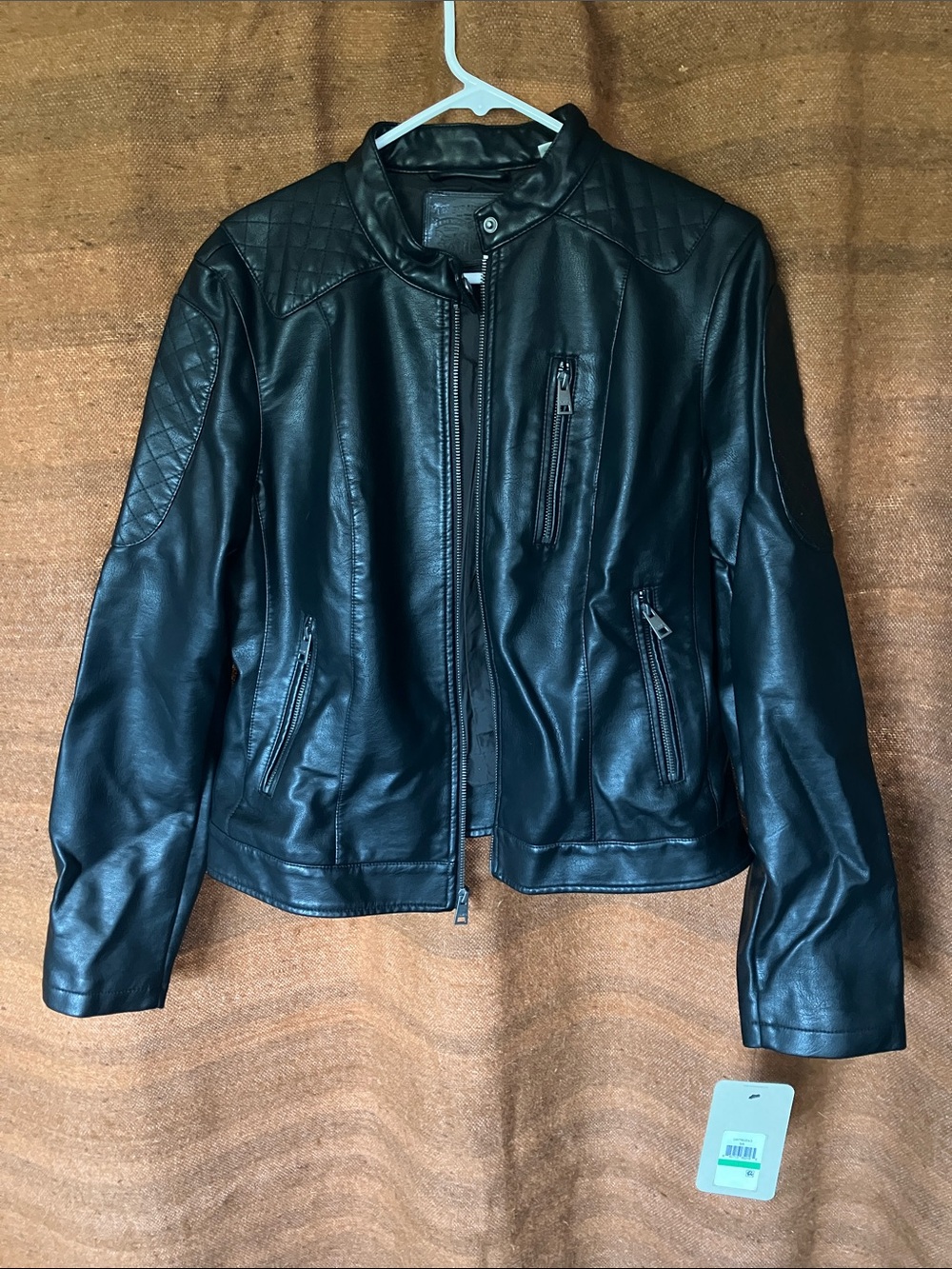 Levi's Black Quilted Shoulder Faux Leather Moto Jacket